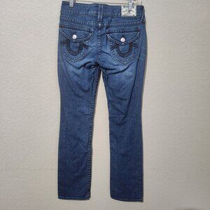 True Religion Billy Size 29 Blue Denim Jeans With Embroidered Back Pockets